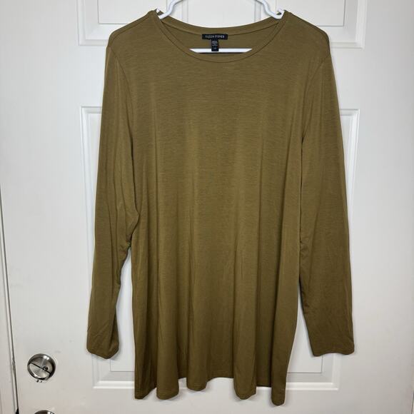 Eileen Fisher Tops - EILEEN FISHER Tunic Top Viscose Blend Knit Pull Over Long Sleeve Tee Large